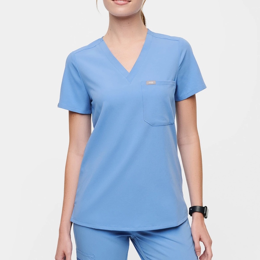 Figs Light Blue Women's Blue Scrub Top